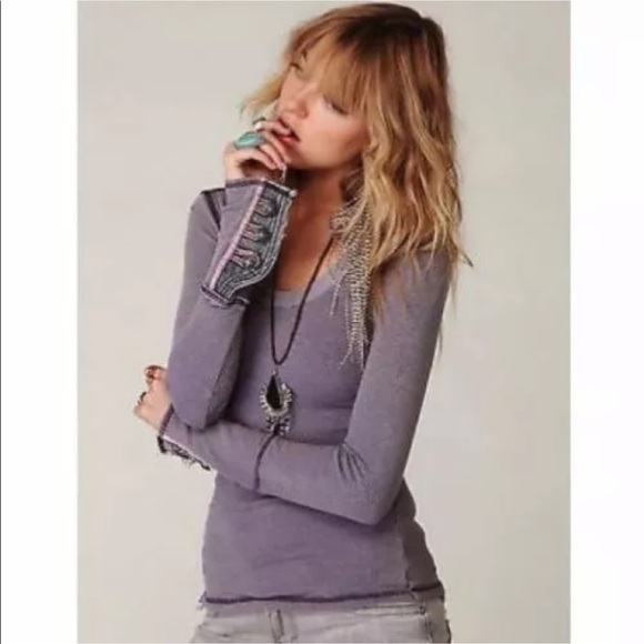 NWOT Rare Free People Thermal Waffle Knit Henley Motto Cuff - Picture 9 of 9